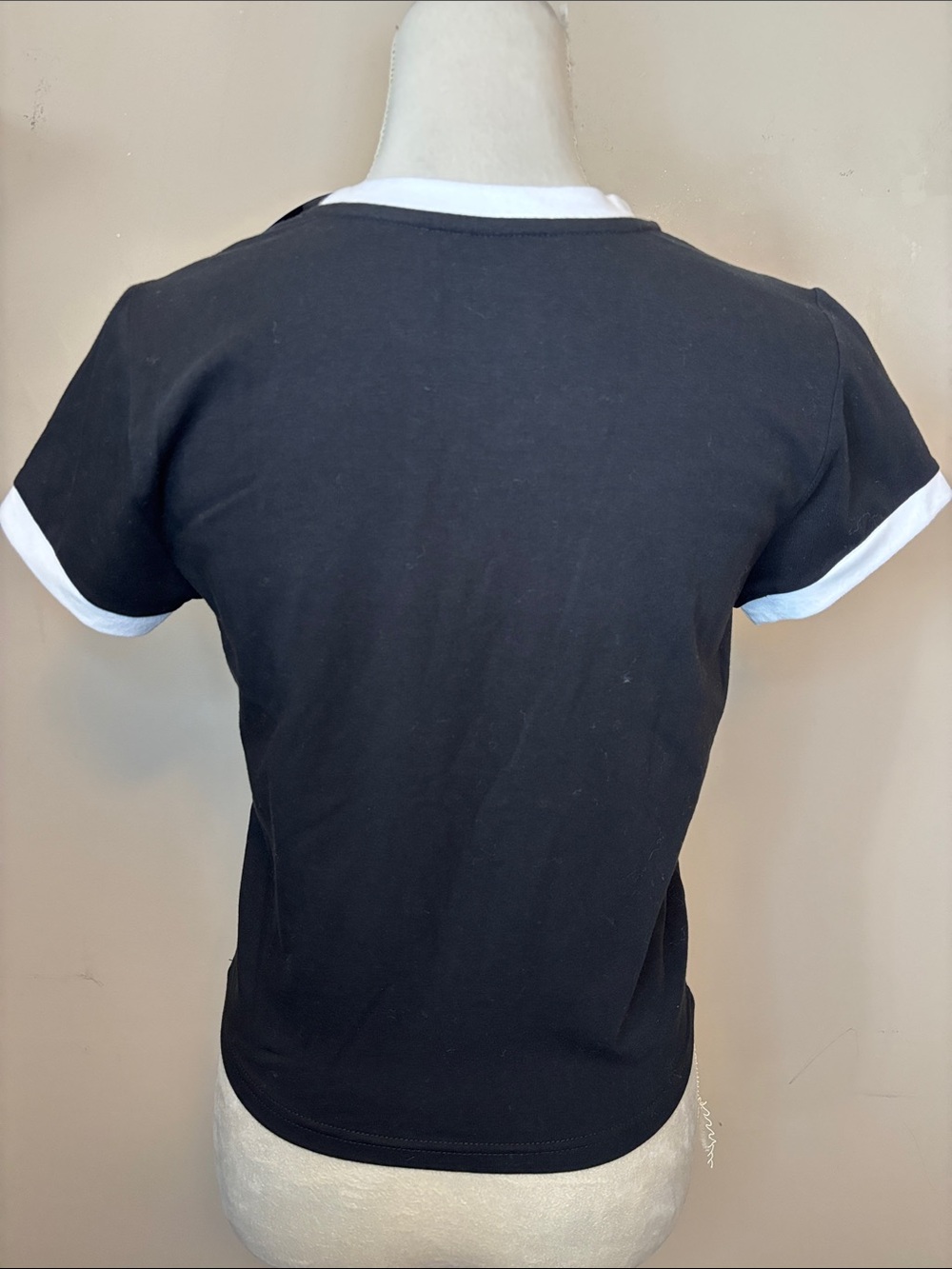 Von Dutch Pink Rhinestone Logo Ringer Cropped Tee - Picture 4 of 4